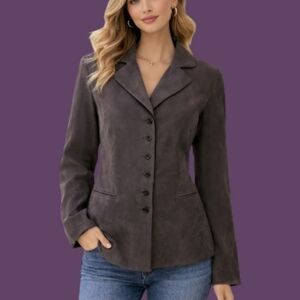 VTG WHO'S TRACY Charcoal Western Button Down Shacket Size 8